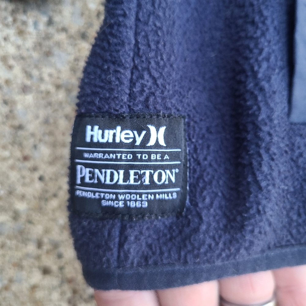 Hurley x Pendelton Jacket Mens Large Blue 1/2 Zip Pullover Fleece Anorak - Picture 2 of 6
